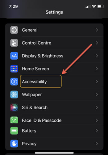 Accessibility settings on iPhone