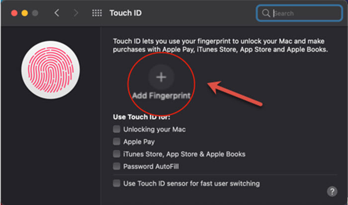 Add fingerprint on MacBook Air