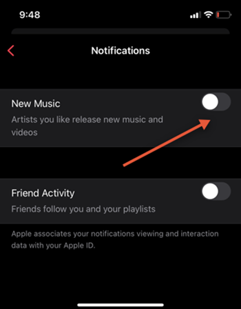 Apple Music new release notification