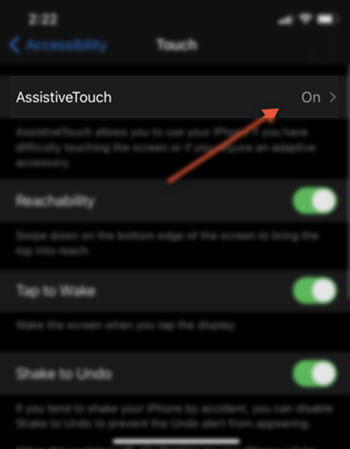 Assistive Touch Entry iPhone