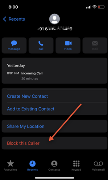 Block a number on iPhone