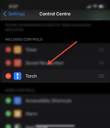 Control Center Included Controls