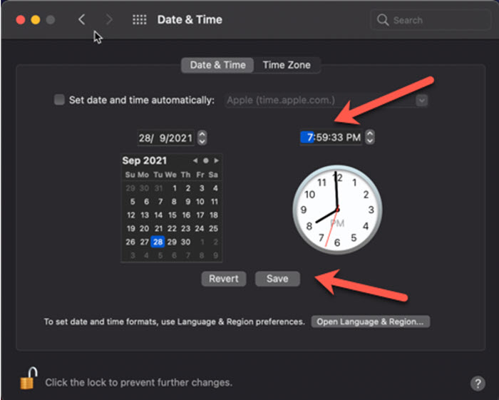 Correct Timezone on MacBook