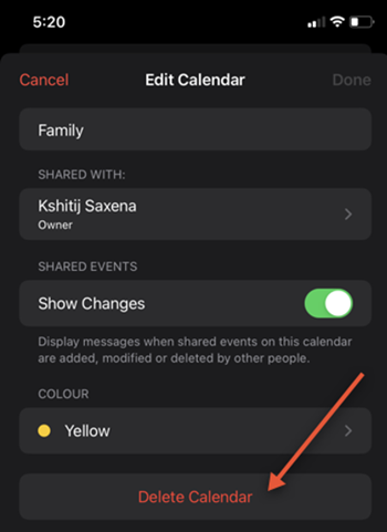 Delete Calendar with event