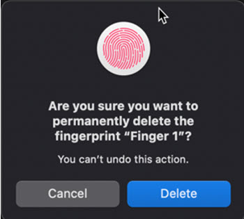 Delete Touch ID on MacBook Air