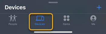Devices Tab Find My App