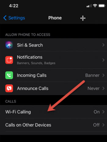 Enable wifi calling on iPhone