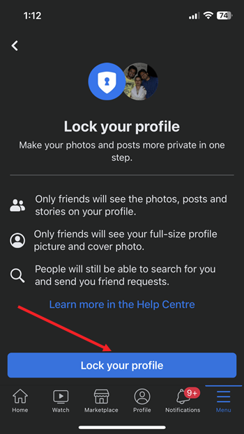 Lock your Facebook profile