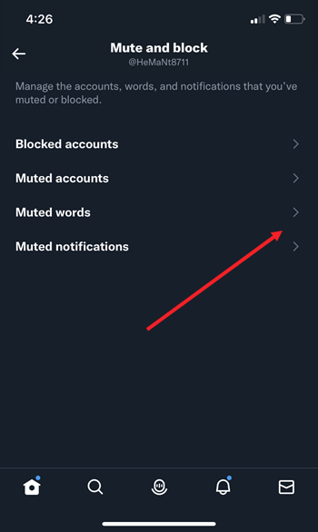 Mute and Block settings on Twitter