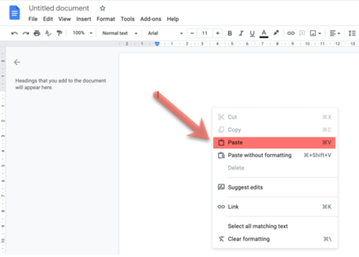 Paste to Google Doc