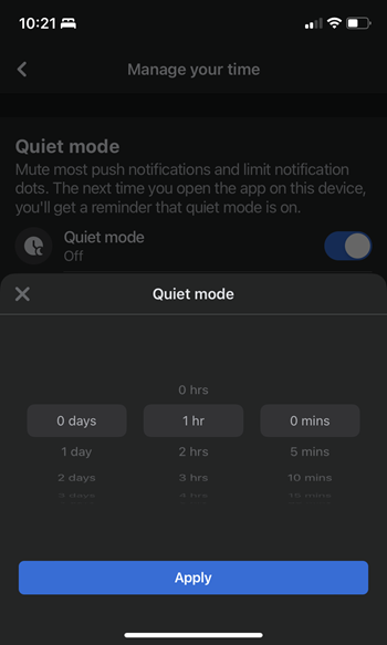 Quiet mode add schedule