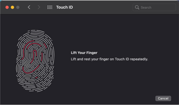 Registering Fingerprint on MacBook Air