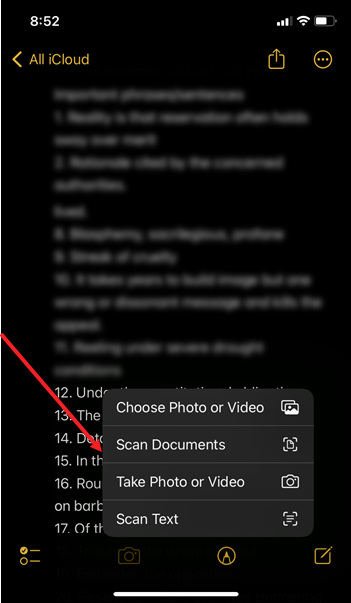 Scan documents option