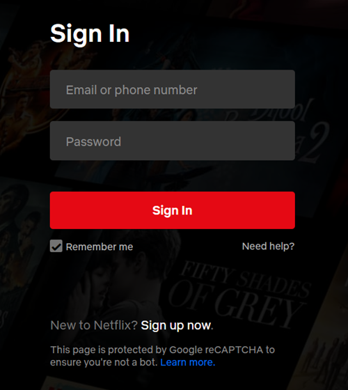Sign in Netflix