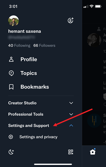 Twitter Settings and support