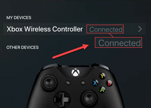 Xbox controller connected