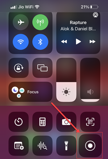 iPhone screen recording button