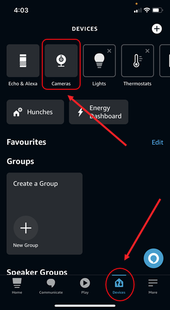 Alexa App Cameras