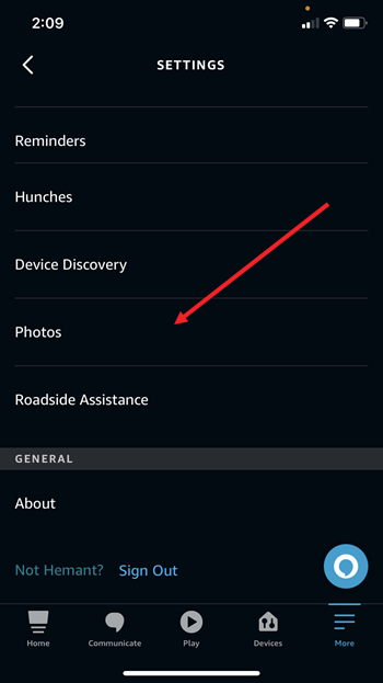 Alexa app photo settings