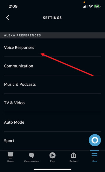 Alexa app Voice Responses