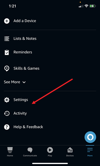 Alexa app Settings