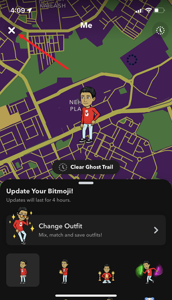 Close expanded Snap Map view
