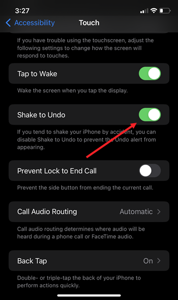 Disable Shake to undo