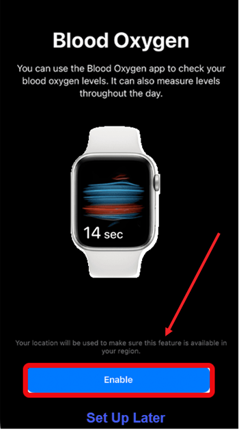 Enable Blood Oxygen app