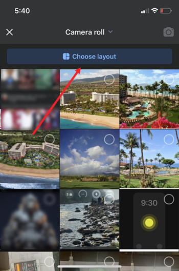 Facebook choose a layout