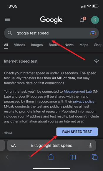 Google Test Speed