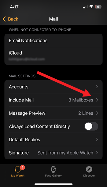 Include Mail app Watch settings