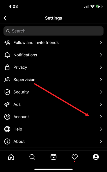 Instagram Account settings