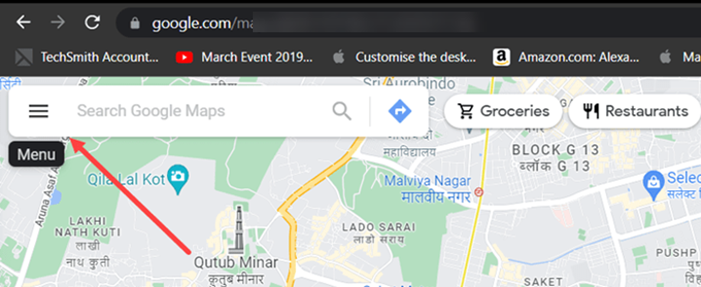 Menu for Google Maps