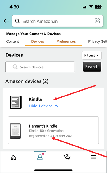 Select your Amazon device