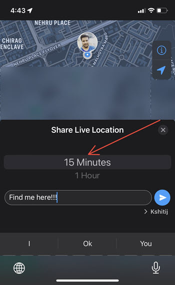 Share WhatsApp Live Location time limit
