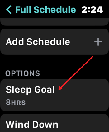 Sleep Goal tab