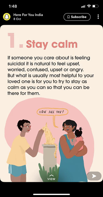 Snapchat to get mental health tips