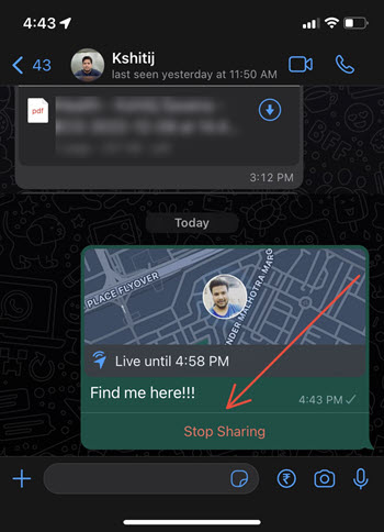 Stop sharing live location