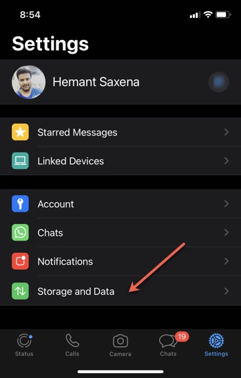 Storage and data WhatsApp