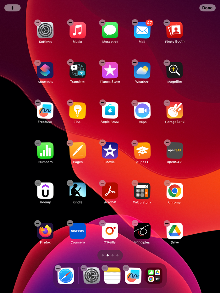 iPad Home Screen Icons jiggling