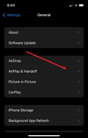 AirPlay & Handoff settings