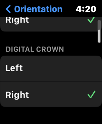 Apple Watch Digital Crown Orientation