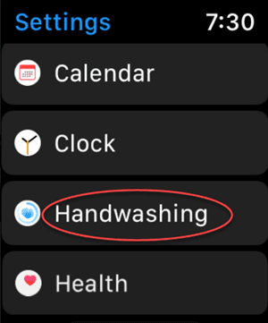 Apple Watch Handwashing Settings