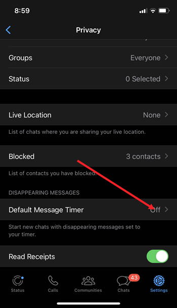 Default Message Timer