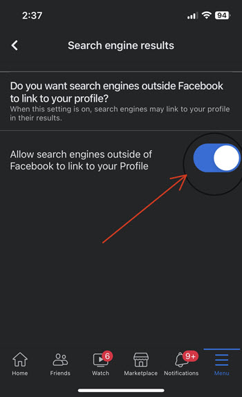 Disable public search for your Facebook profile