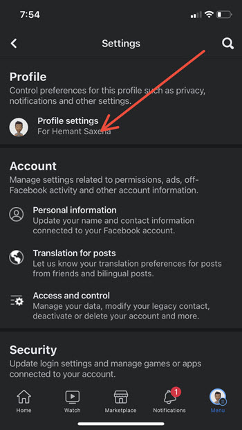 Profile Settings