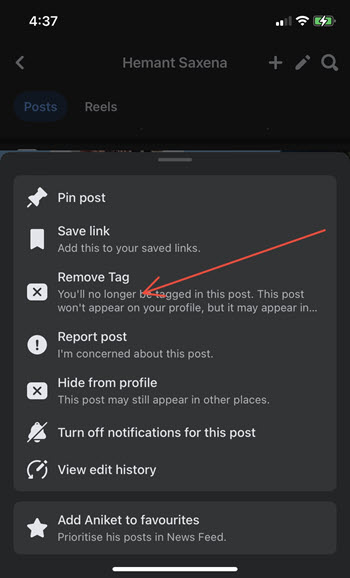 Remove tags from Facebook