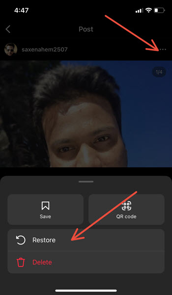 Restore Deleted posts on Instagram