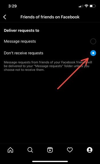 Stop Facebook Message Requests on Instagram