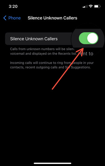 iPhone Call Silencing enabled